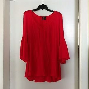 Cold shoulder red top